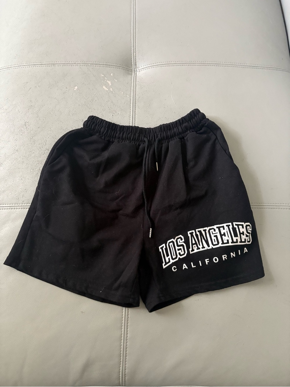 SHEIN Black Athletic Shorts with White 'Los Angeles California' Print